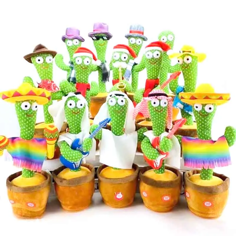 Juguetes de peluche 120 Canciones en inglés Favor Bailar Hablar Cantar Cactus Música Juguete electrónico con canción Educación temprana en maceta para niños Regalos divertidos de Navidad