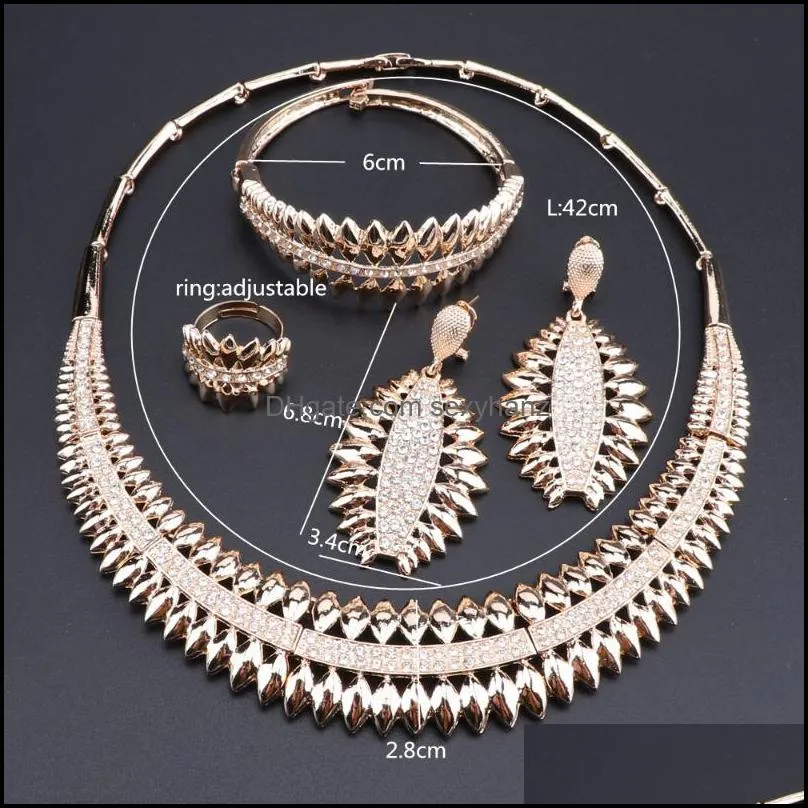 Earrings & Necklace OEOEOS Dubai Gold-Color Crystal Jewelry Set Brand Nigerian Bridal Beads Wedding Party Accessories