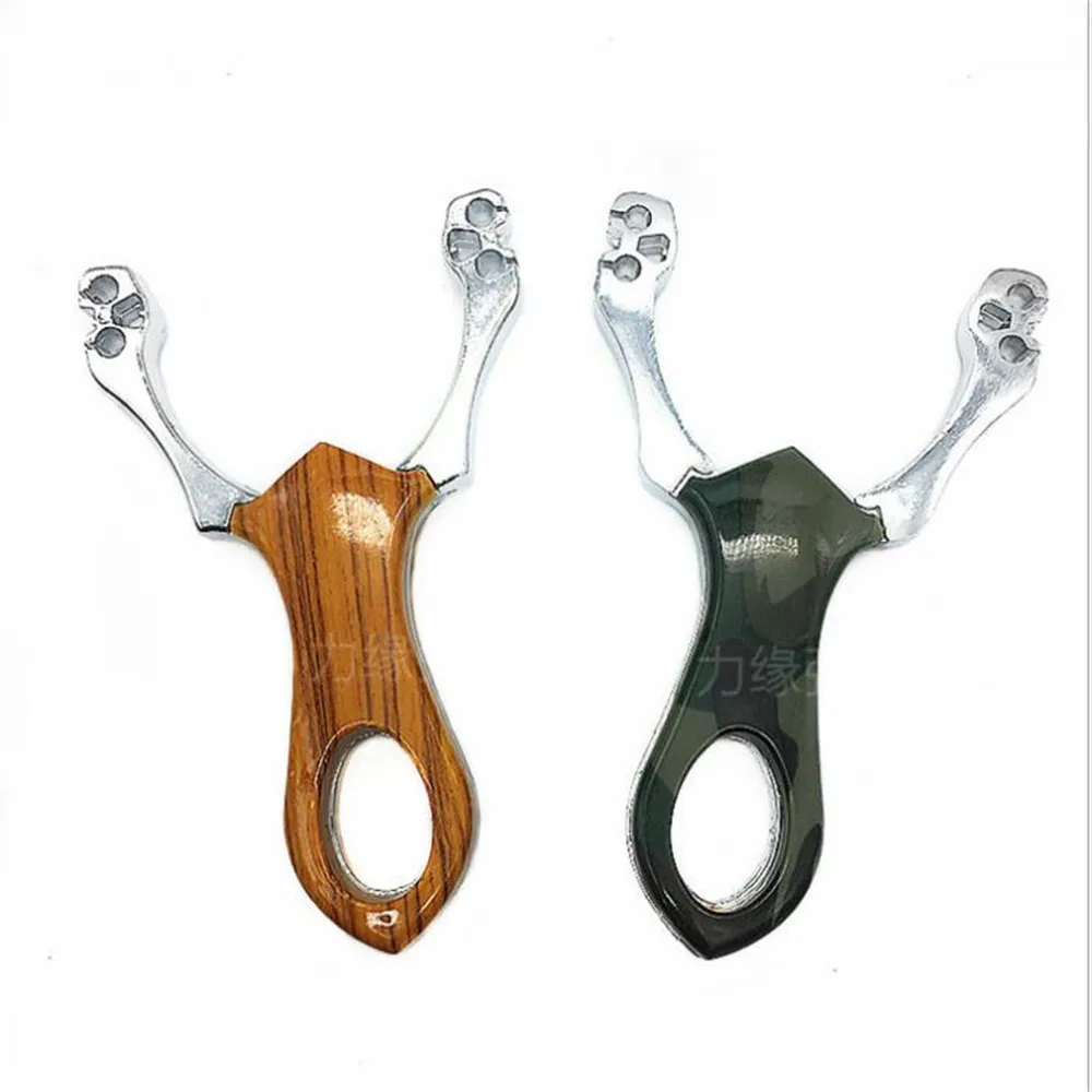 Wind shadow camouflage hunting slingshots, mahogany 4-strand Beaded rubber band positioning shooting supplies, outdoor slingshot,Random Color