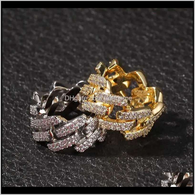 mens gold ring hip hop jewelry fashion blingbling iced out silver cuban rings