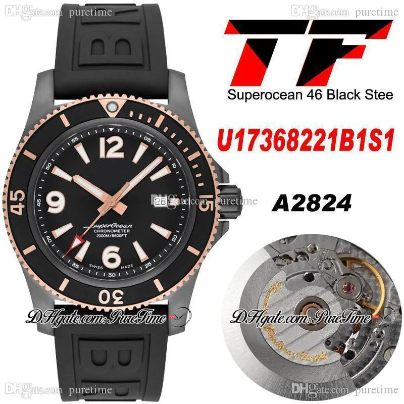 Two-Tone Automatic Dive Watch Rose Gold Black Steel, Luminous