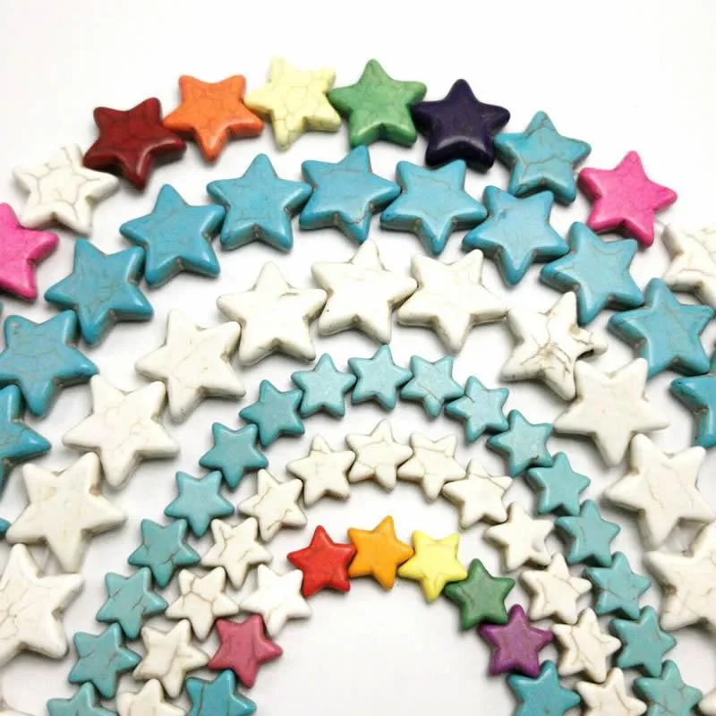 Diğer karışık renkli pentagram yıldız şekilli turkuaz taş aralayıcı boncuklar, bilezik kolye için DIY 12/15/20mm