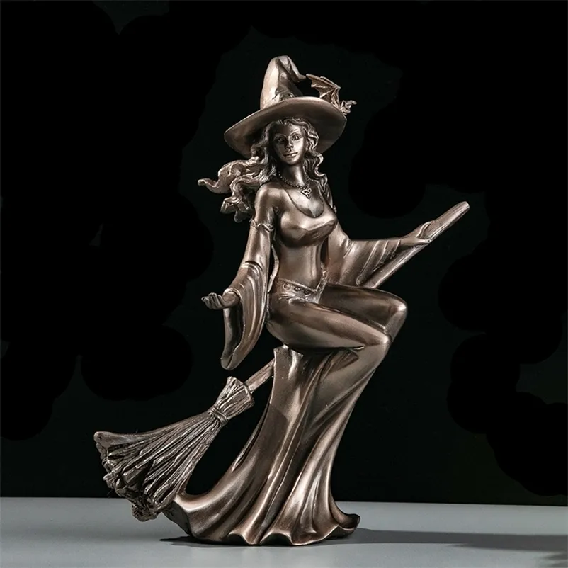 MGT Nordic Rtro Modern Minimalist Personality Witch Statue Craft Hoom Accessories Desk Kids Room Decor Fairy Garden Sculpture 210727