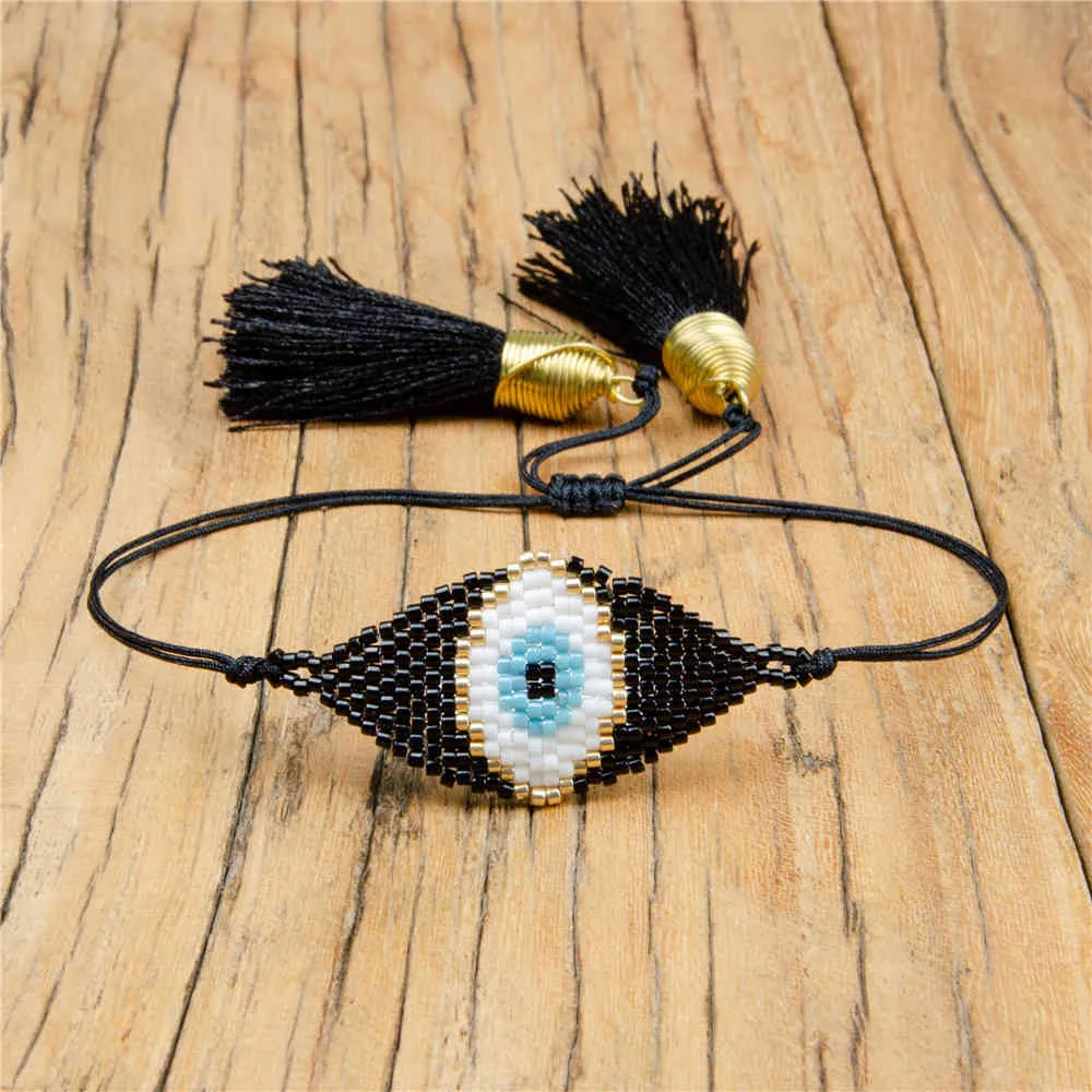 Pulsera SHINUSBOHO para Hombre MIYUKI, pulsera malvada de la suerte, Puseras de ojo turco para Mujer, Moda 2020, joyería hecha a mano completa