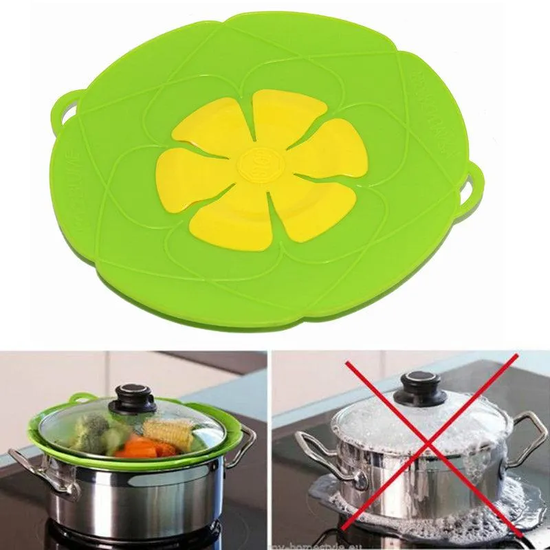 Cucina Storage Organizzazione Coperchi in silicone Pentole Spill Street Stopper anti-overflow Colleging Pot Pot Accessori Accessori Pentole Famiglia U3