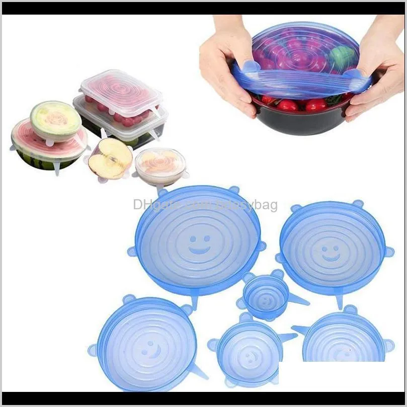 6pcs/set universal silicone suction lid-bowl pan cooking pot lid-silicon stretch lids silicone fruit cover pan spill lid stopper