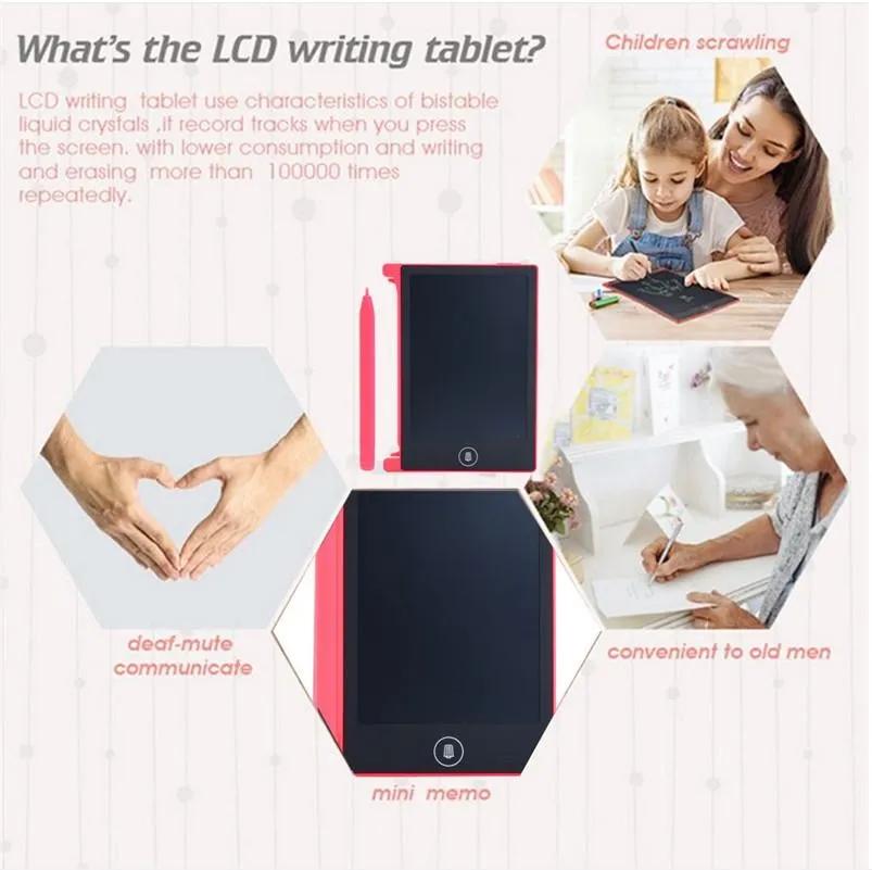 4,4 tum LCD-skrivning Tablet Ritning Board Blackboard Handstil Pads Present Gift for Kids Paperless Notepad Tablets