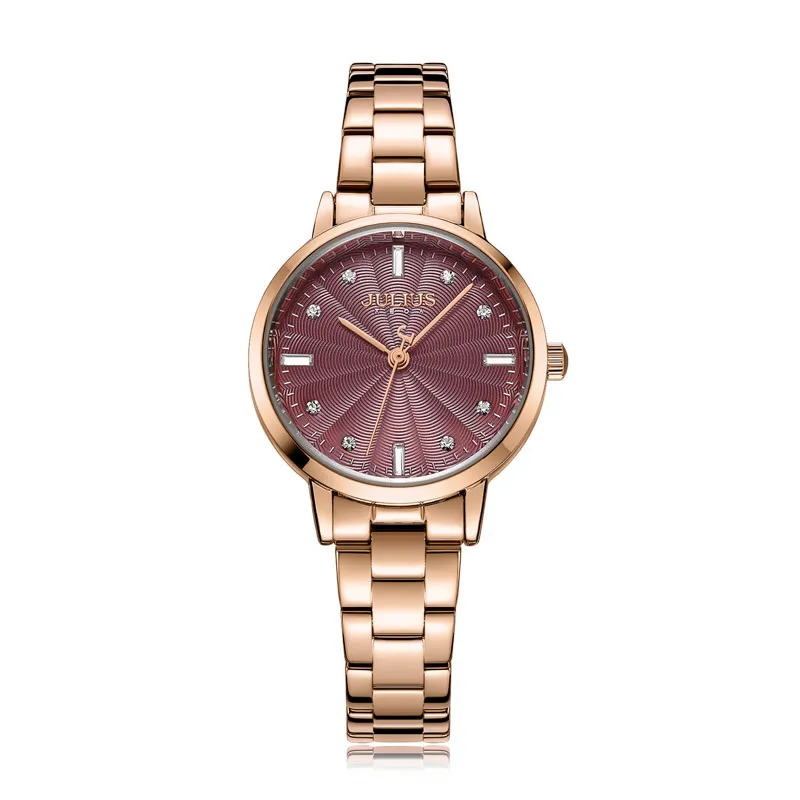 Mulheres relógios ja-1167 aço inoxidável relógio pulseira pulseira senhoras pulso feminino casual relógio de quartzo cadeia julius caixa