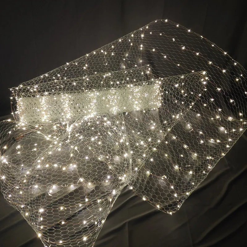 1 X 4 M Each Wedding Decoration LED Wire Mesh Fairy Light Home Ceiling DIY Star Nets White Warm Blue Option