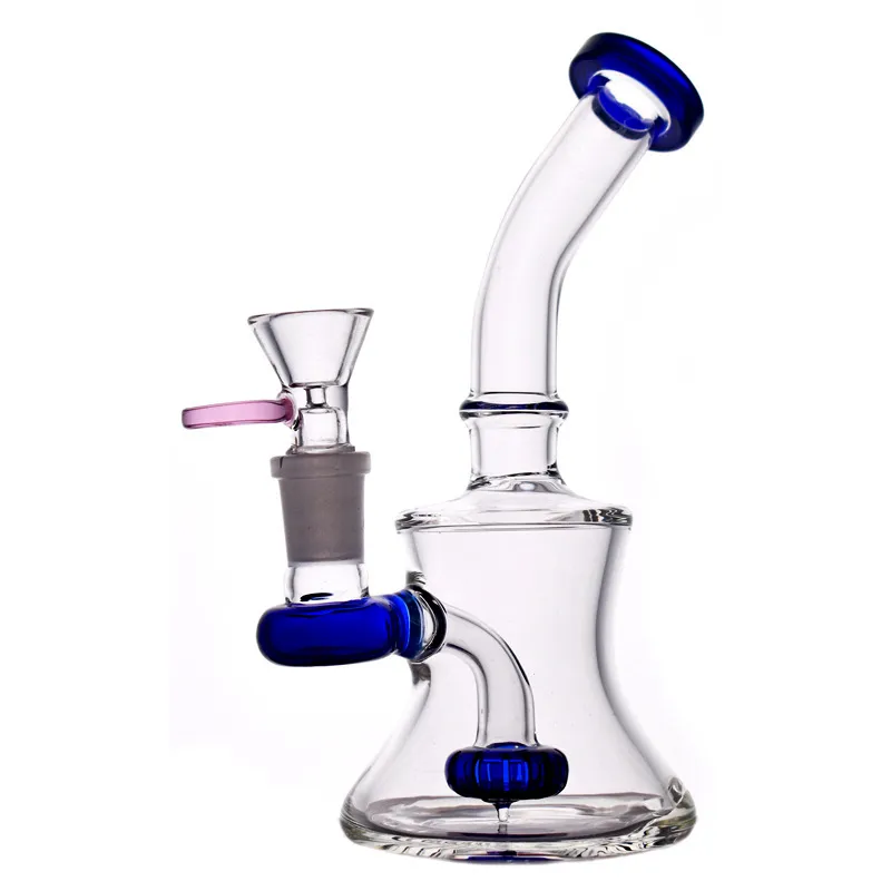 6.8 Inch Thick Glass Beaker Base Ice Bong Color Mouthpiece Hookahs Dab Rig Recycler Bubbler