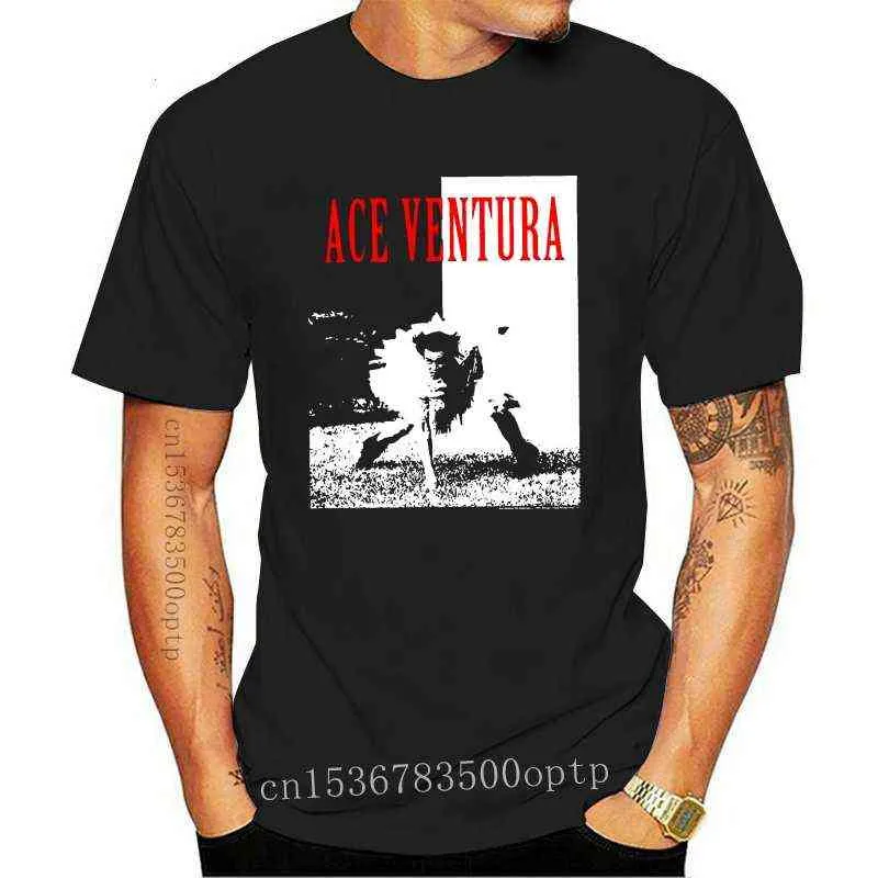 Nieuwe Ace Ventura T-shirt Pet Detective Zwart Wit Tee G1217