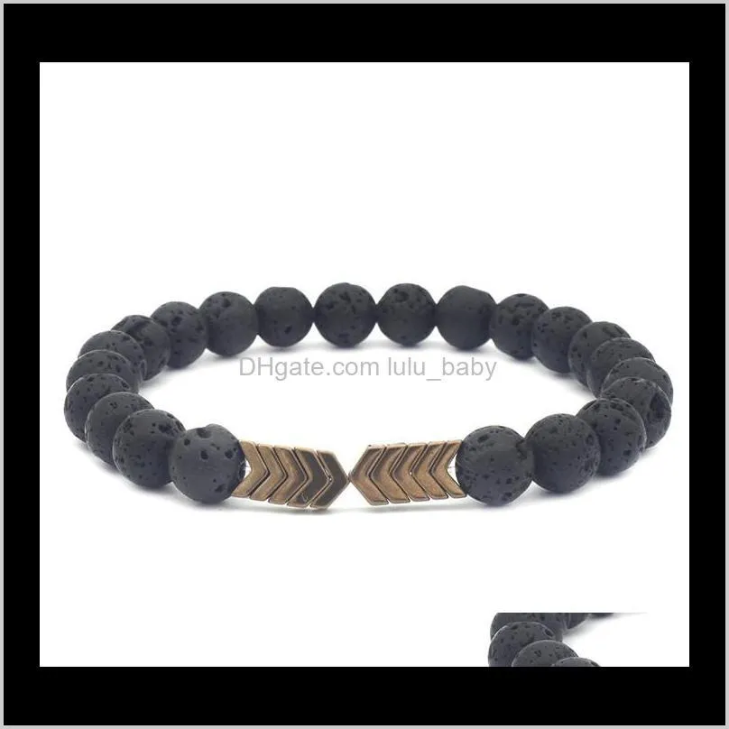 volcanic lava stone  oil diffuser bracelets bangle healing balance yoga magnet arrow beads bracelet jewelry gifts for men and