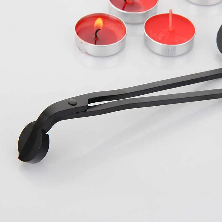Stainless Steel Candle Wick Trimmer Oil Lamp Trim scissor tijera tesoura Cutter Snuffer Tool Hook Clipper in black