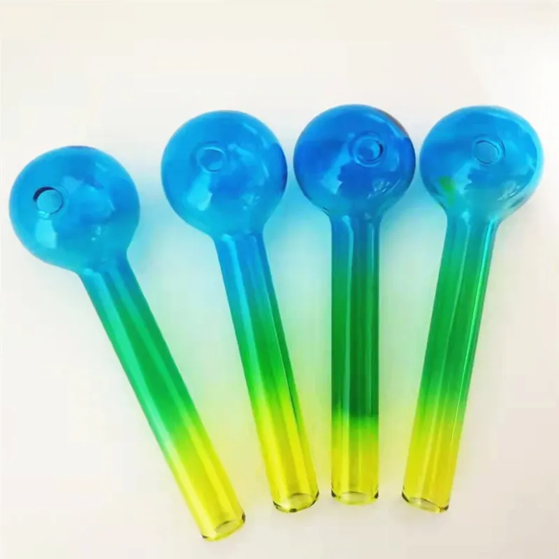 Newest design 100mm mini colorful glass oil burner pipe thick heady straight oil tube nail smoking pipes