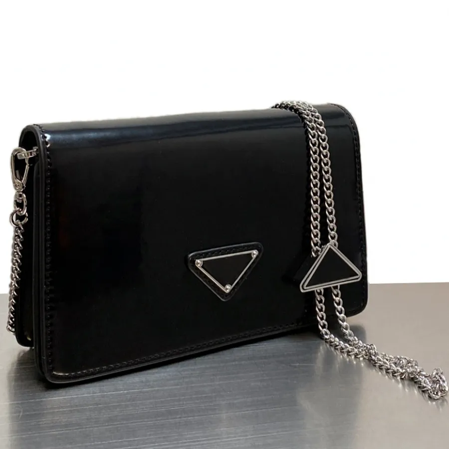 Luxury Designer Shoulder Bags High Quality Handbag women Clutch Siver Chain Cross Body Triangle Sign Messenger Bag Wallet With Gift box 19cm*10cm P1001