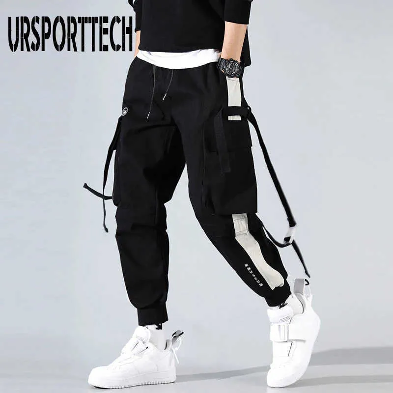 Streetwear Kieszenie Chłopcy męskie Spodnie Jogger Hip Hop Spodnie dresowe Joggers Spodnie Tactical Męskie Spodnie Cargo Harem Spodnie Mężczyźni Odzież Y0927