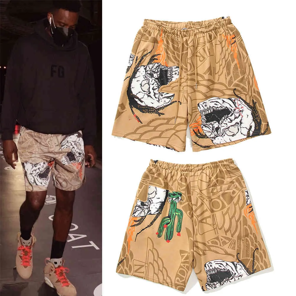 Acquistare Travis Scott Co Branded Cactus Jack Jack Skull Cactus Stampa  Casual TS Shorts Capris Economico | Consegna Veloce E Qualità | It.Dhgate