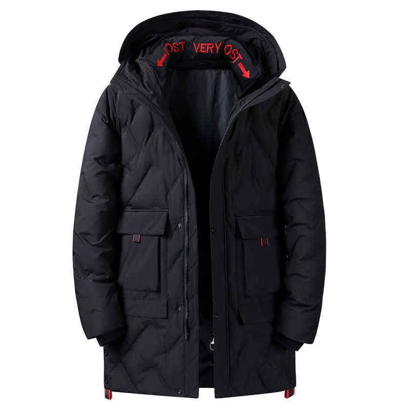 New Brand Winter 90% White Duck Down Jacket Men Long Parkas High Quality Hooded Warm Waterproof Down Coats for Men Black Outwear Y1103