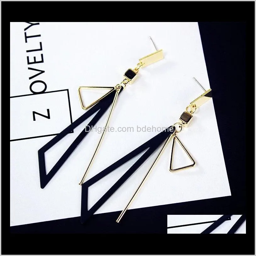 new arrival women modern korean style triangle tassel earrings long individuality fashionable wholesale custom china supplier