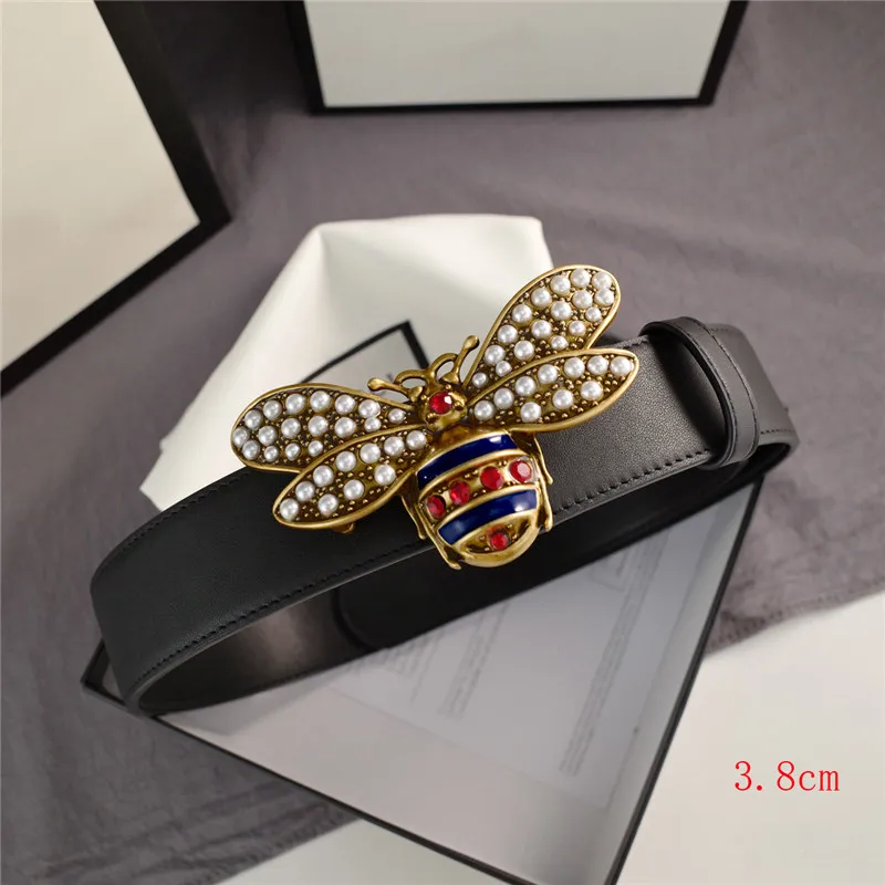 Little Bee Belts Womens Pearl Belt Casual Smooth Buckle Fashion Models Width 2.4cm 3.0cm 3.8cm High Quality with Box