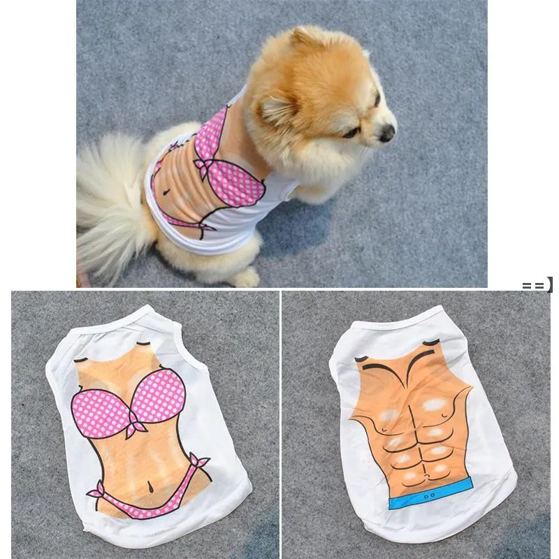 Newpet Dog Vêtements Mode Personnalité Personnes Bikini Imprimer Vest occasionnel Vest Sexy Pet manteau Vêtements LLB9800