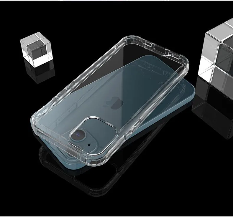 1.5mm Acrílico + TPU CASSO CLARO DE IPORTE Transparente para 13 Pro Max 12 Mini 11 x XS XR 7 8 Mais Proteção Rígida Crystal Crystal Back Capas Celulares