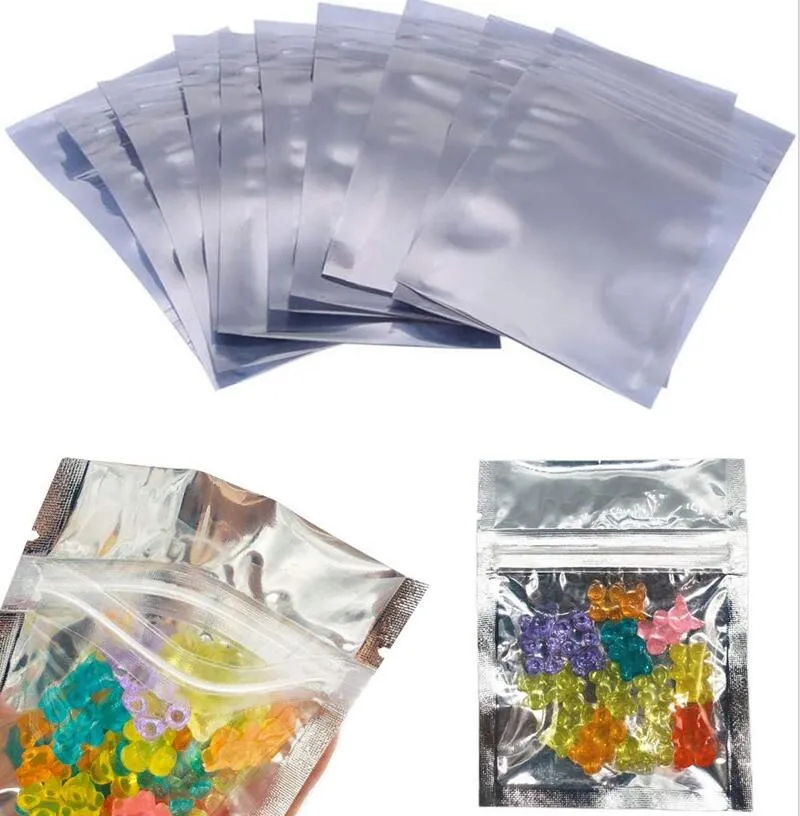 100 pcs/lot plusieurs tailles sac scellable refermable pochette anti-odeur feuille d'aluminium fermeture éclair alimentaire café thé sacs de stockage