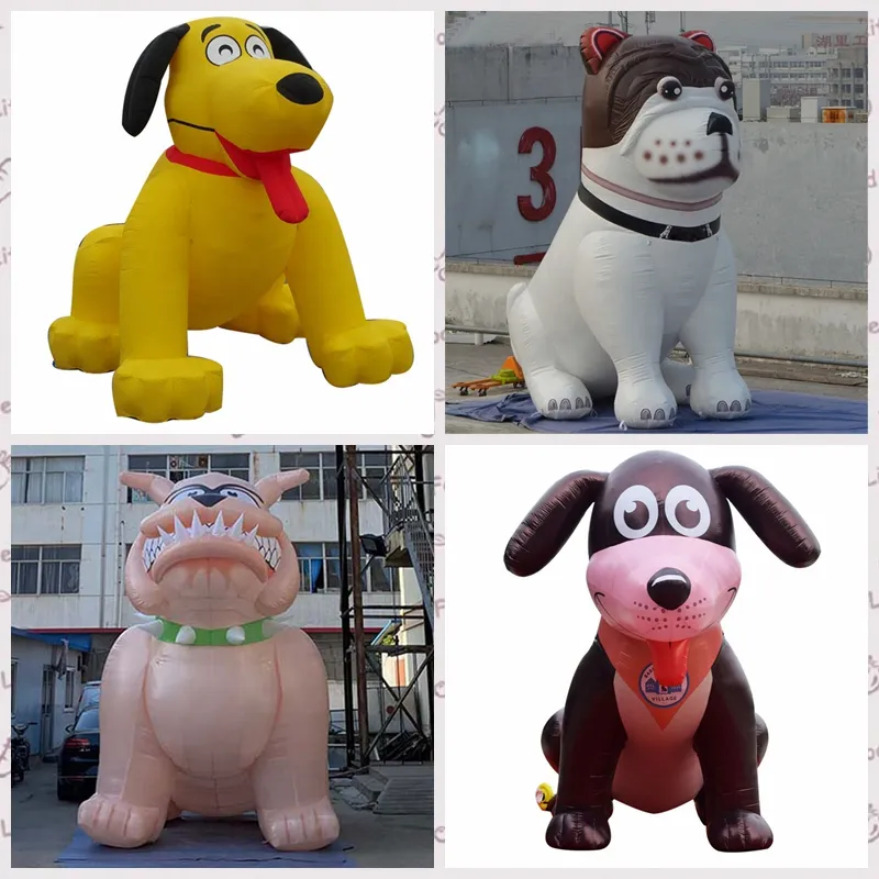 Modèle de chien gonflable de jeux de plein air personnalisé, ballon animal de dessin animé mignon jaune ou coloré pour la publicité de promotion de magasin