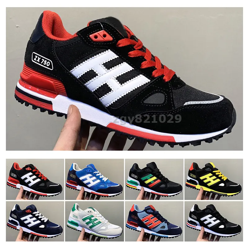 ZX750 Running Shoes Designer Sneakers Mens Womens Vit Röd Blå Andningsbar Atletisk Utomhus Sport Jogging Walking Sko Storlek 36-45 VB7