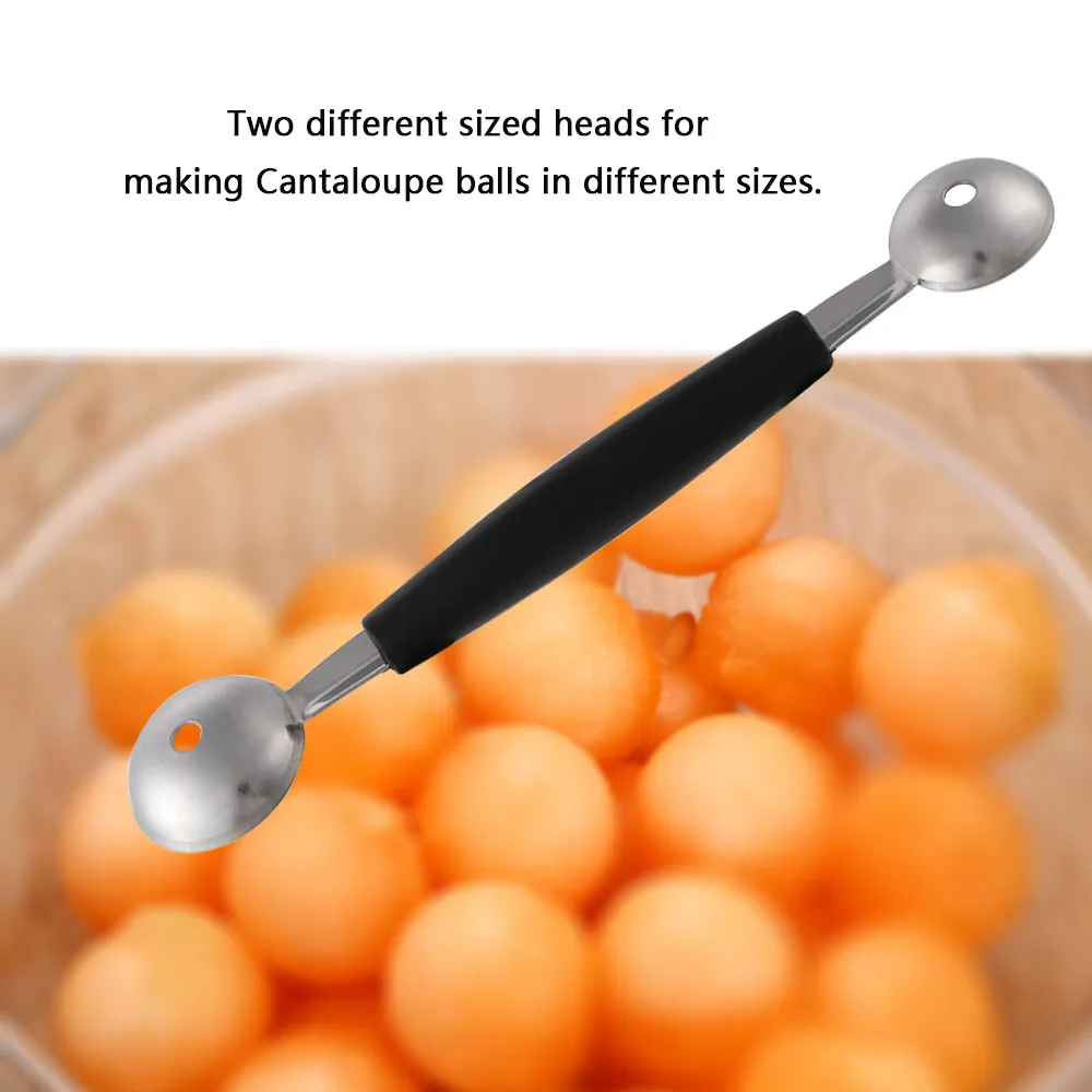 Fashion Hot Stalinless Steel Cook Dual Double Melon Baller Ice Cream Scoop Fruit Spoon DH5885