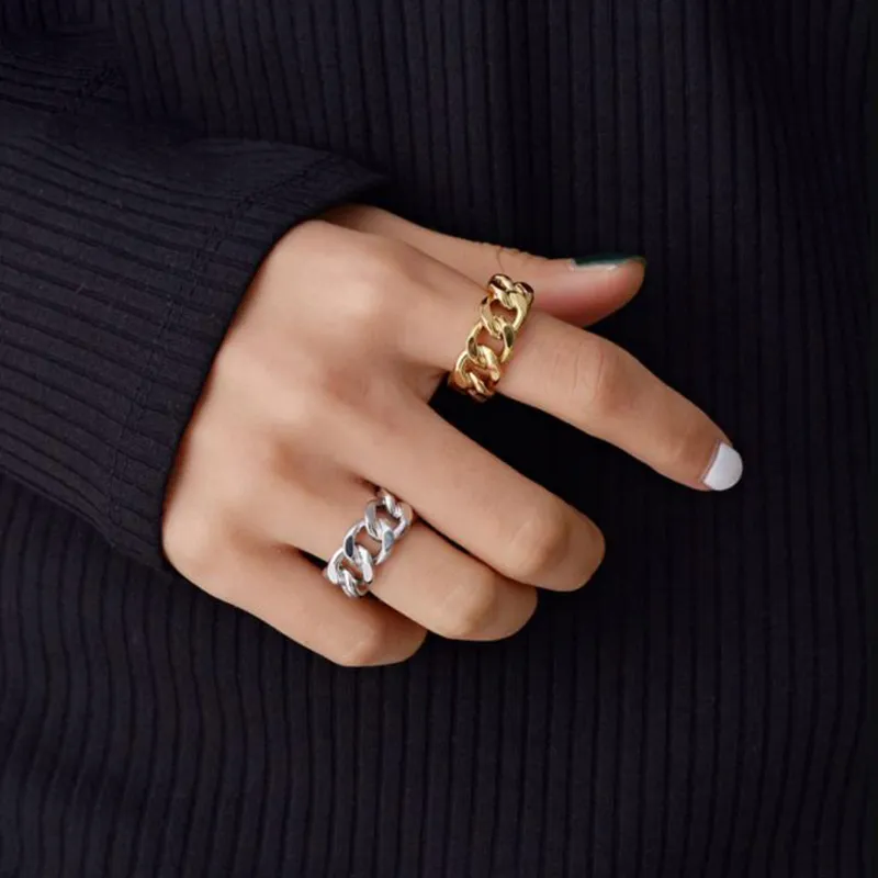 Trendy 925 sterling sterling catena anelli per donne coppie anello vintage handmade twisted geometrico dito gioielli gioielli regali del partito