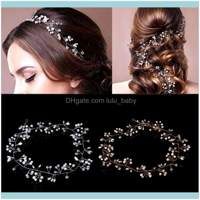 Luxury Wedding Bridal Rhinestone Faux Pearl Headband Tiara Hair Chain Headpiece N14 20 Drop Clips & Barrettes