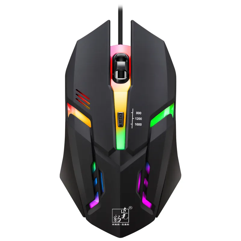 RGB Backlight Gaming Mouse 1600 DPI 4 Botões Programáveis ​​USB Ratos Fios Lol Lol Jogador PC Laptop