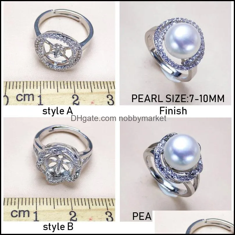 2021 Pearl Rings Settings 925 Silver Ring Settings Ring for Women Mounting Ring Blank DIY Fashion Jewelry Accessories Wedding Gift