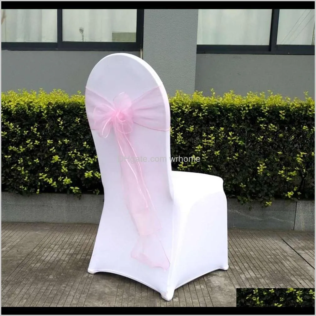 Organza Chair Sash Bow For Cover Banquet Wedding Party Event Chrismas Decoration Sheer Organza Fabric Chair Covers Sashes Free DHL