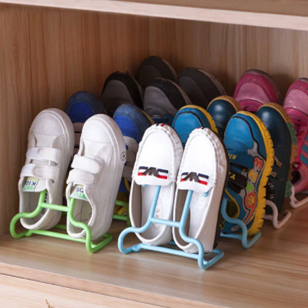 10PCS / Set Creative Multi-Function Shoe Rack Enfants Kid Chaussures Stand Étagère Suspendue Séchage Chaussures Cintre Rack Économiser De L'espace Organiser 210609