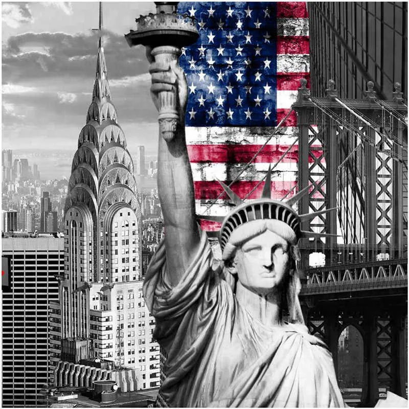 Broderi Full Display Staty Liberty Bilder av Rhinestones Diamond Painting New York Heminredning