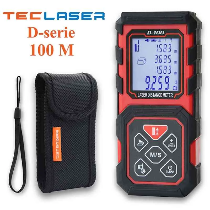 Teclaser Laser Meter Ure Distansregel Pythagorean Mode Rangefinder Tape Tool 210719