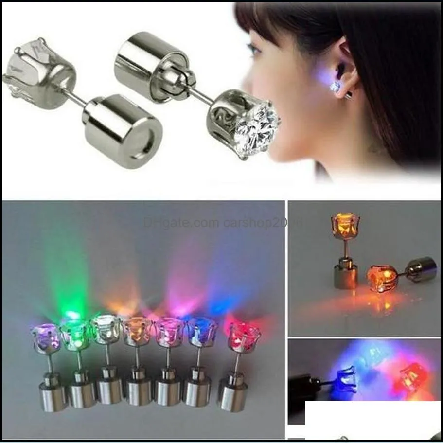 Brincos Stud Jóias 2021 Cool Light Up Led Ear Studs Shinning Para Bar Unissex Fashion Gift Women Ladies Girl Gifts Drop Delivery Ph3Er