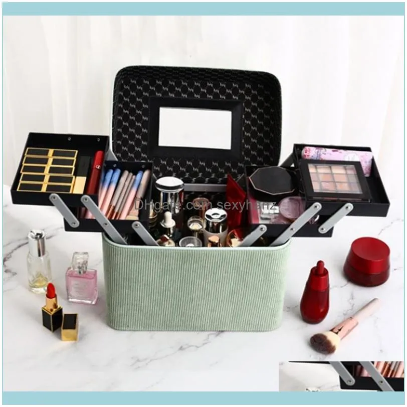 Cosmetic Case Makeup Bag Suitcase Travel Storage Box Large Capacity Wash Double-Door Jewelry Pouches, Bags