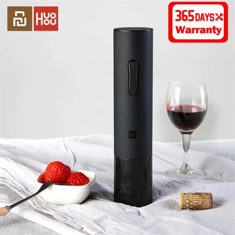 Huohou Automatic Bottle Opener Red Wine Stopper Kit Decanter Electric Corkscrew Foil Cutter Cork Out Tool 210817