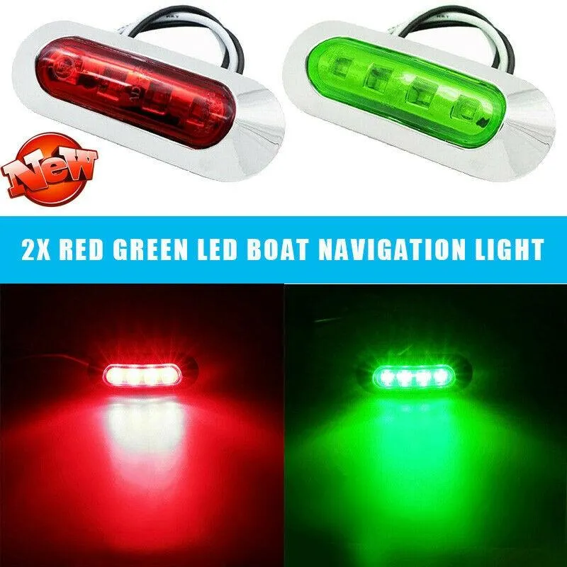 1000-3000K Navigation LED Boat Lights 2pcs Deck Easy To Install Red Green Emergency