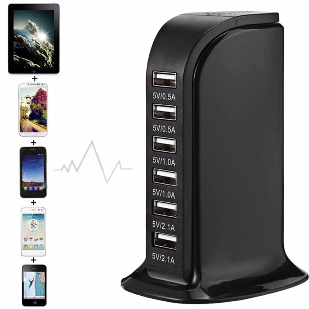 30W Multi 6 Port USB Laddare 6A Rapid Laddstation Desktop HUB-kontakter Extension Socket PlatoonInsert HUB-kontakter