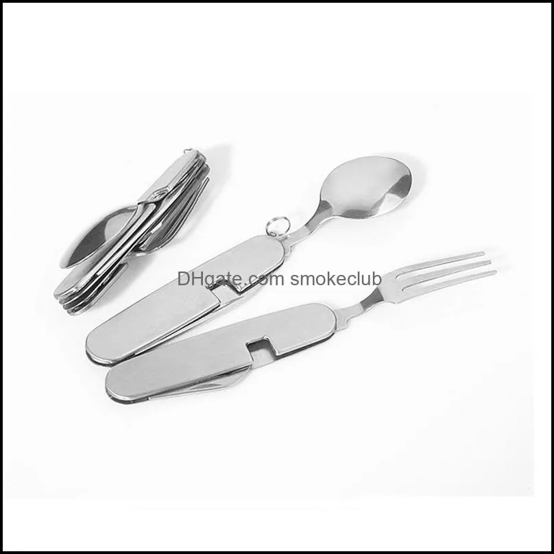 Outdoor Multifunctional Folding Tableware Detachable Spoon Knife And Fork Bottle Opener Portable Camping Dinnerware Combination