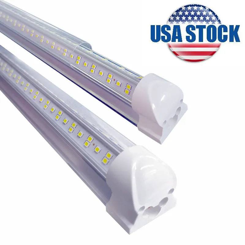 25 / Pack Cooler Door Integrated v Shape 8ft LED Tube Light 6500K 144W Rensa lins 14400LM för lager Garage Stocks i New Jersey AC85-265V 15000LM USA Stock USAld