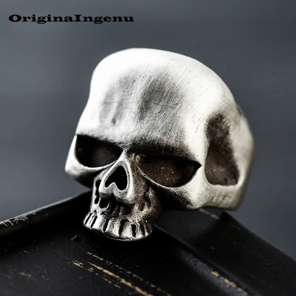 925 Sterling Silver Ring Vintage Punk Skull Smycken Charm Böhmen Minimalism Födelsedagspresent Haut Femme