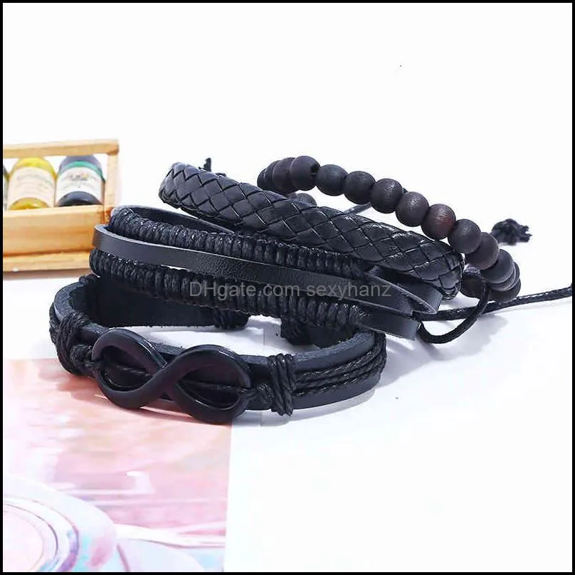 Bracelets bracelet suit Simple DIY woven leather men`s Leather