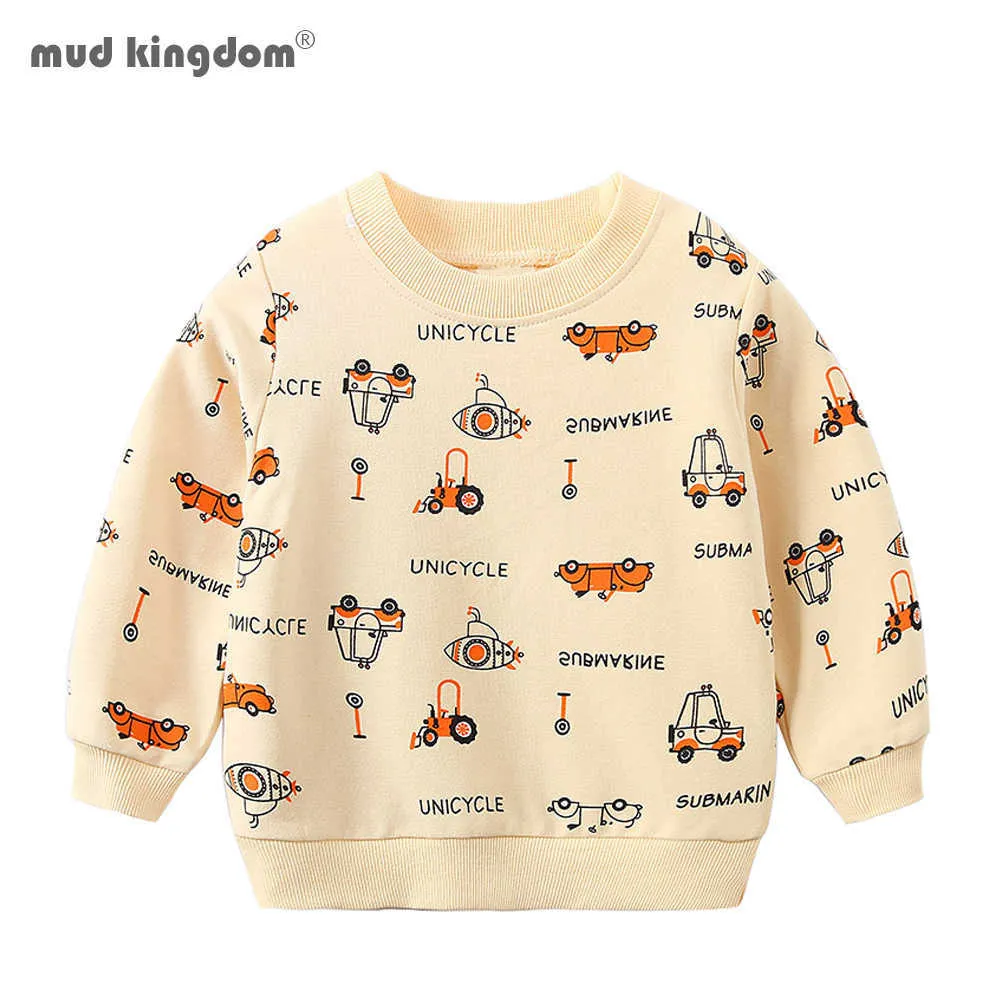 Mudkingdom Boys Sweatshirts Cartton Letter Printing Long Sleeve Clothes 210615