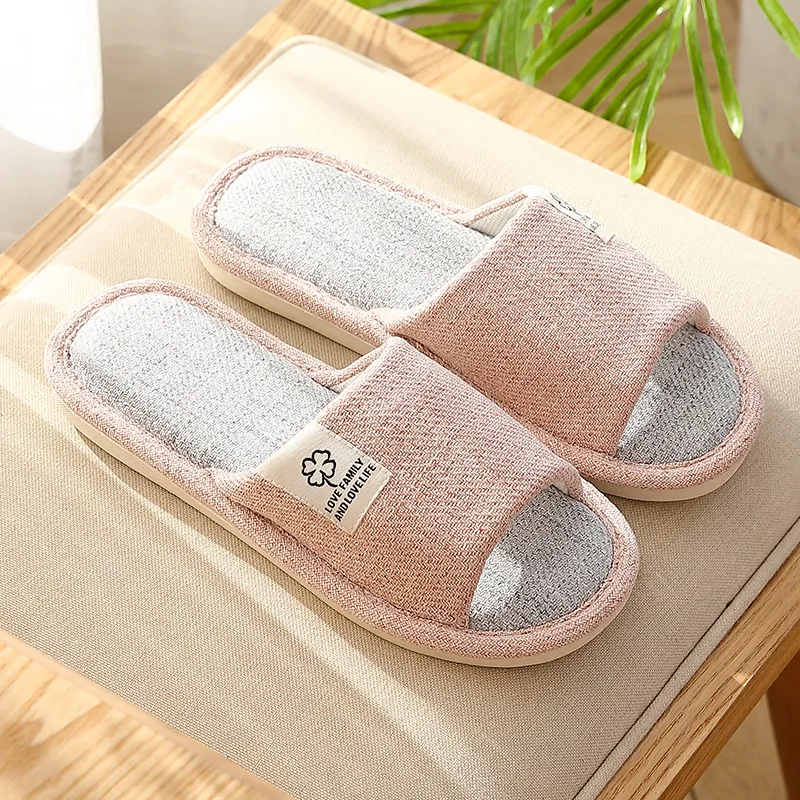 2024 Women's high quality four-season slippers, deodorant and sweat absorption, pure cotton, linen, cloth art, simple, thick soled home shoes 36-41