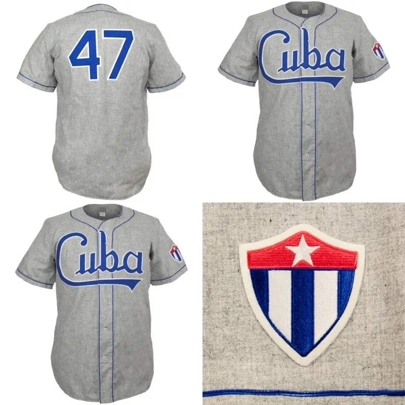 Kuba 1947 Road Jersey Niestandardowe Mężczyźni Kobiety Młodzież Koszulki baseballowe Dowolna nazwa i numer Dwuściany Jersey